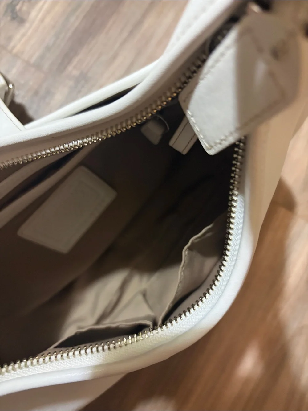 Coach White Leather Shoulder Hobo with Buckle Accent